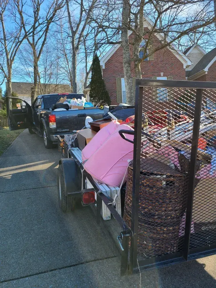Loaded trailer after a junk removal job in Brentwood